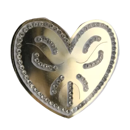 Applicatie - gouden metaal look hart met strass steentjes - 5,5 x 5 cm