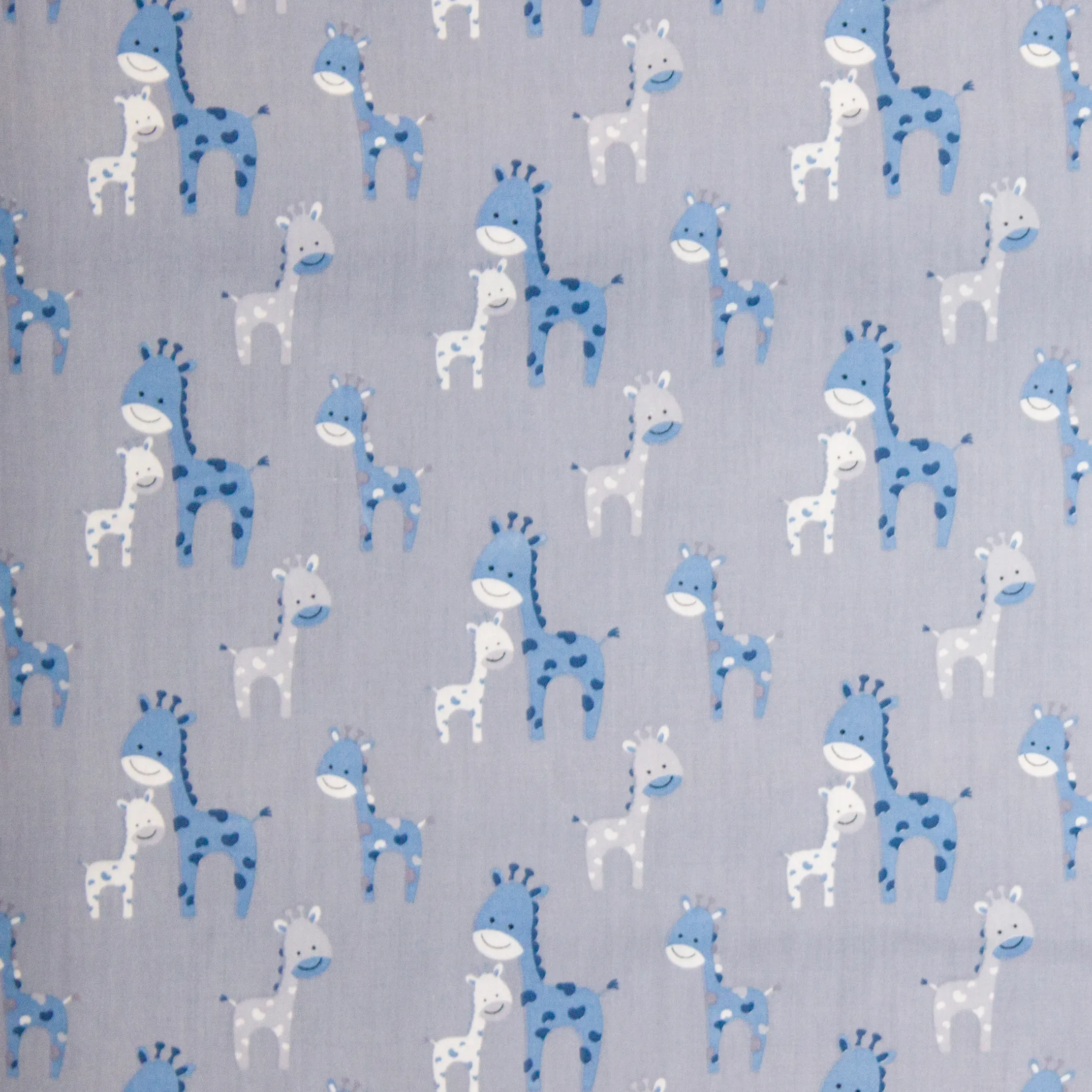 Grijze katoen met blauwe giraffen