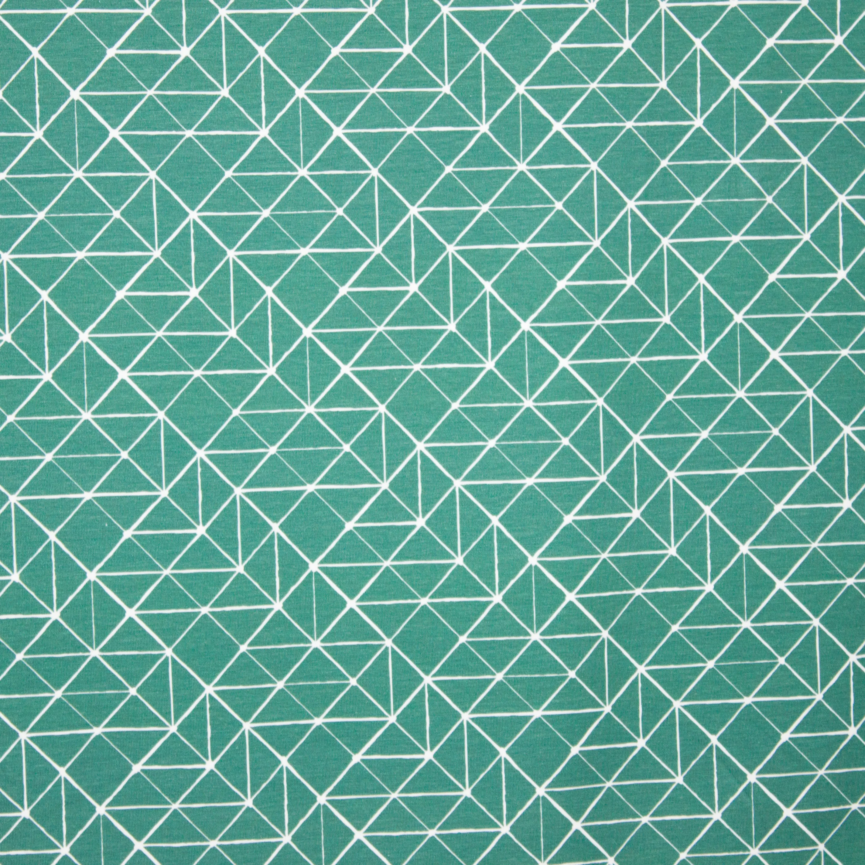 Groene tricot met witte lijntekening