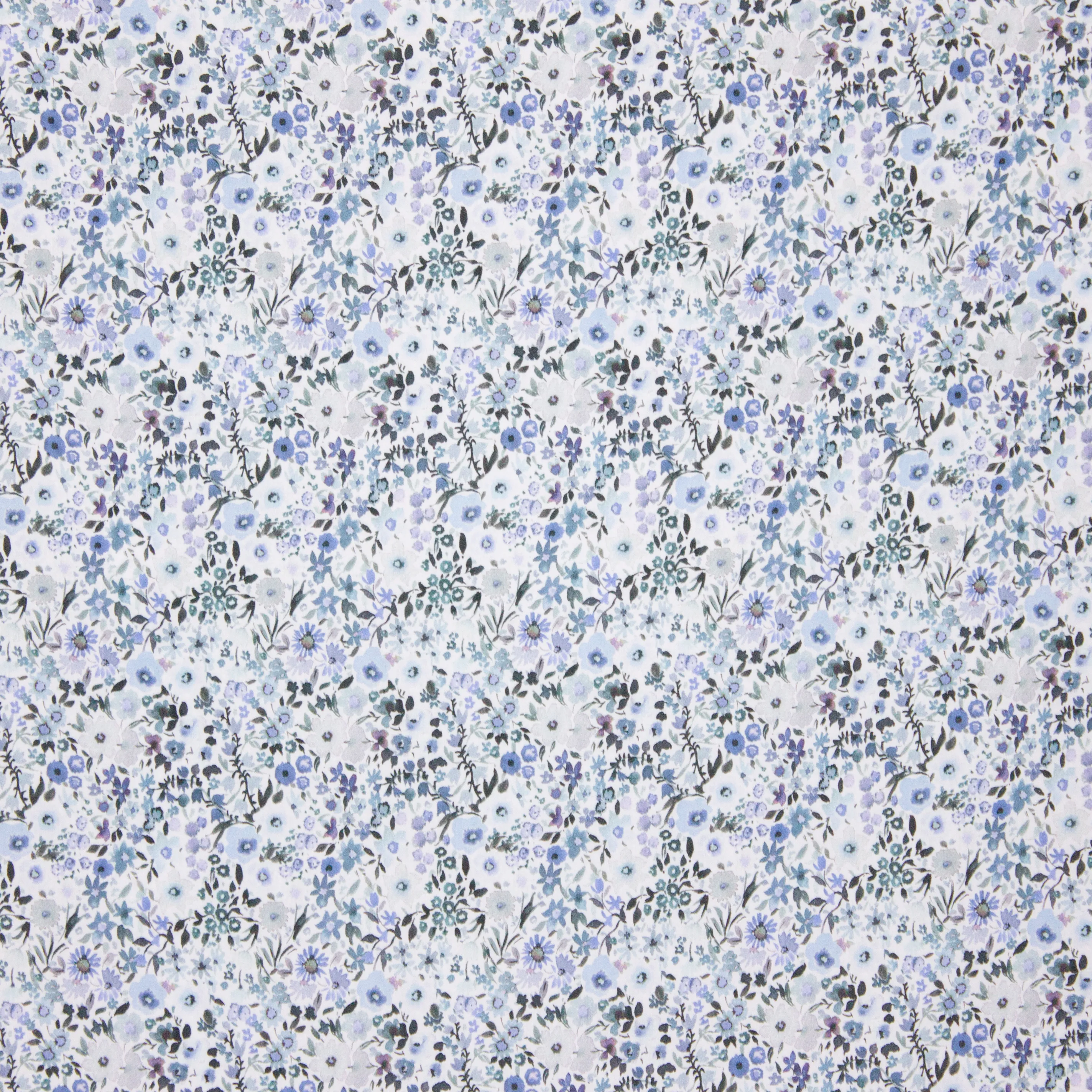Viscose met blauwe bloemenprint