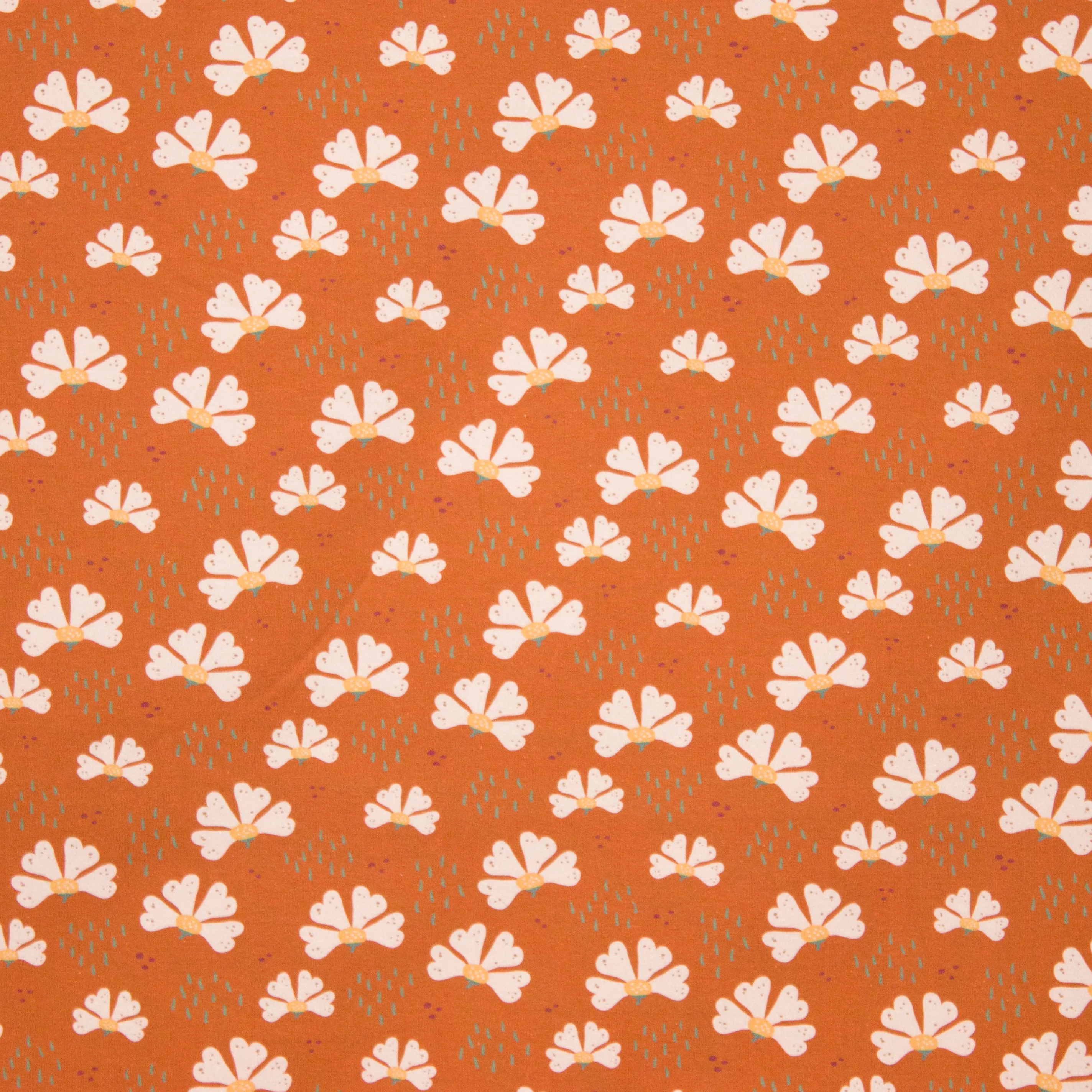 Bruine sweater met zachte achterkant en met bloemenmotief
