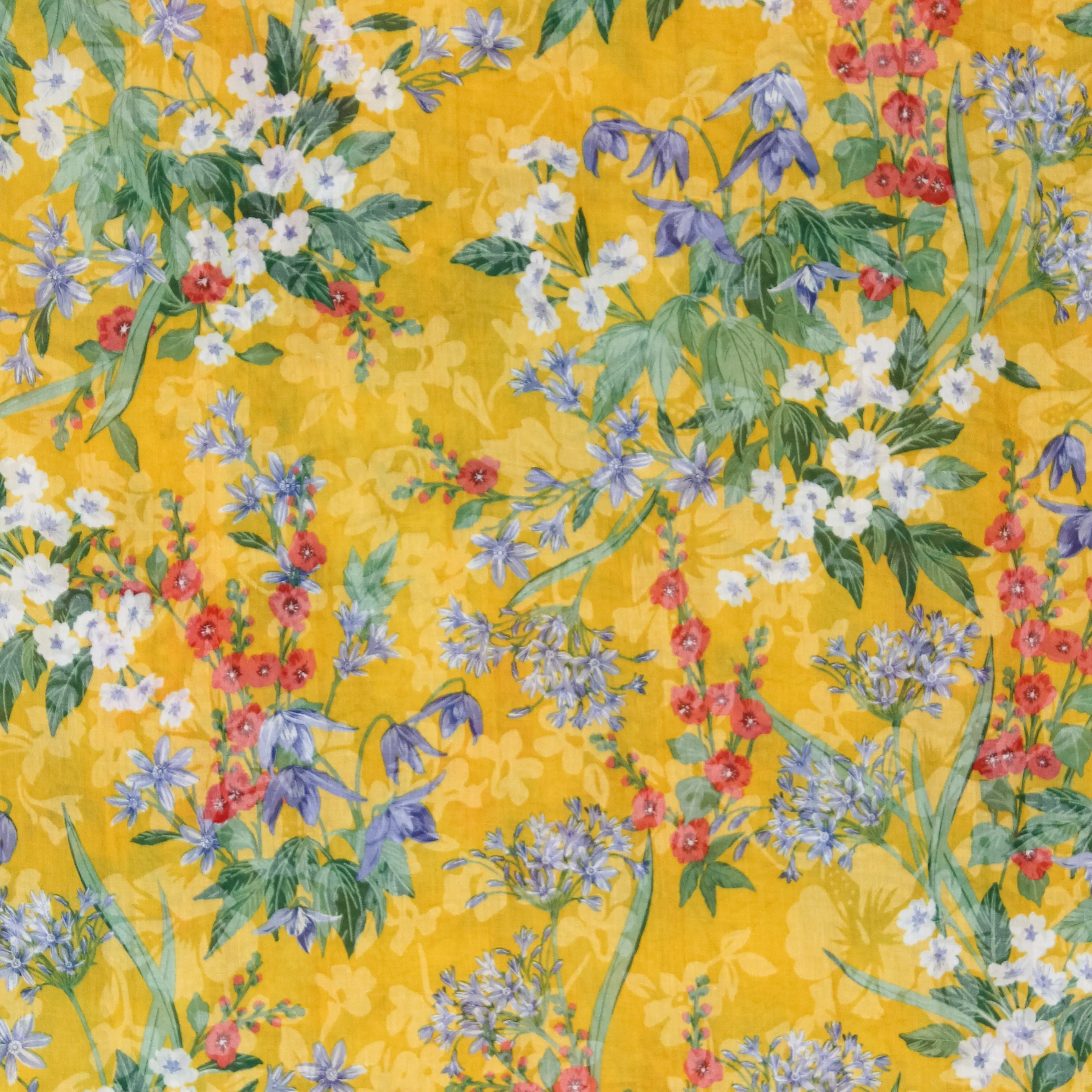 Gele fripé katoen met bloemen van B*Trendy