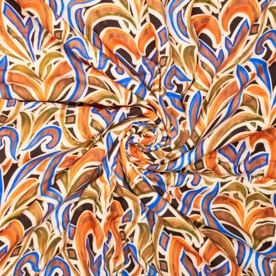 Viscose oranje abstracte print
