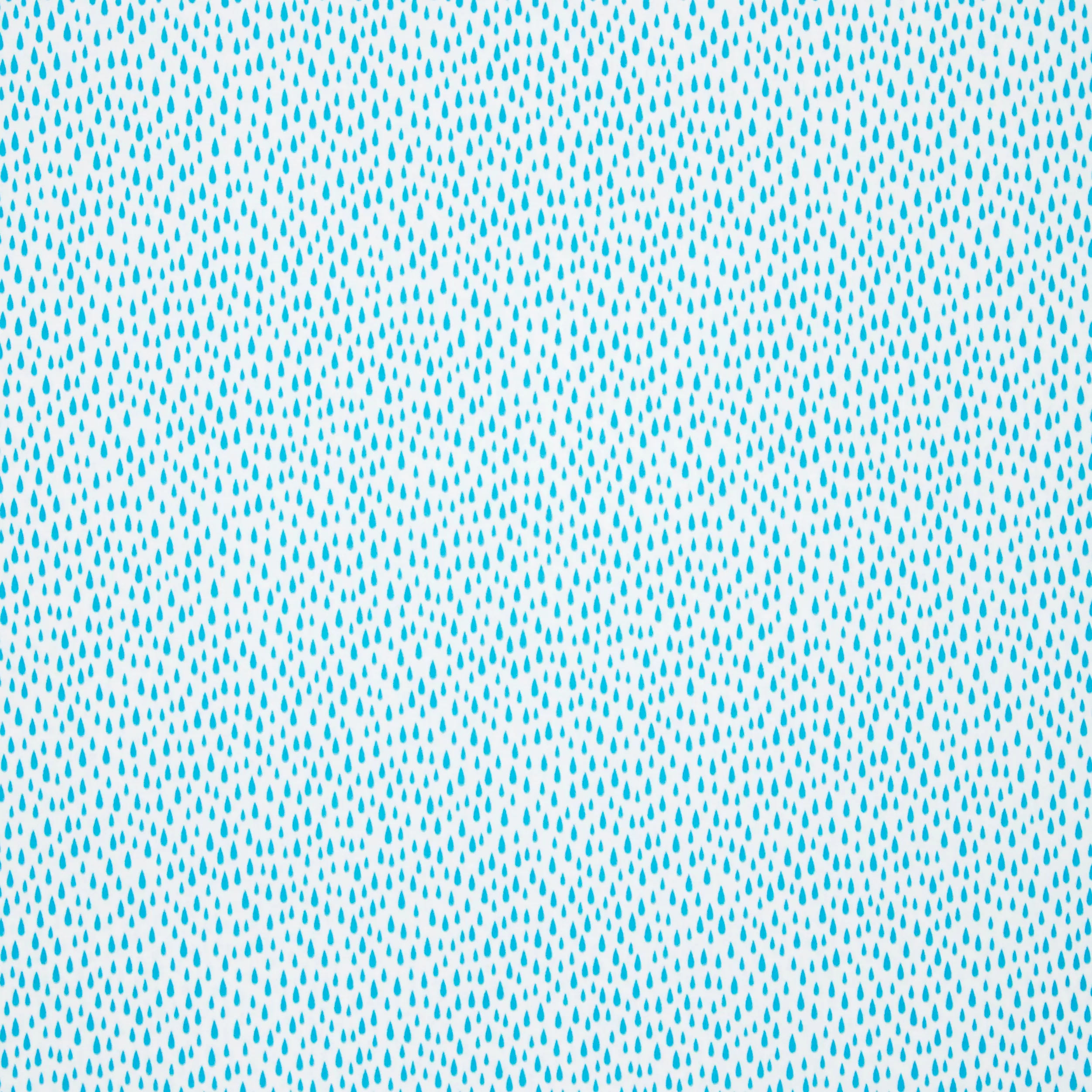Witte katoen met blauw druppelvormig motief