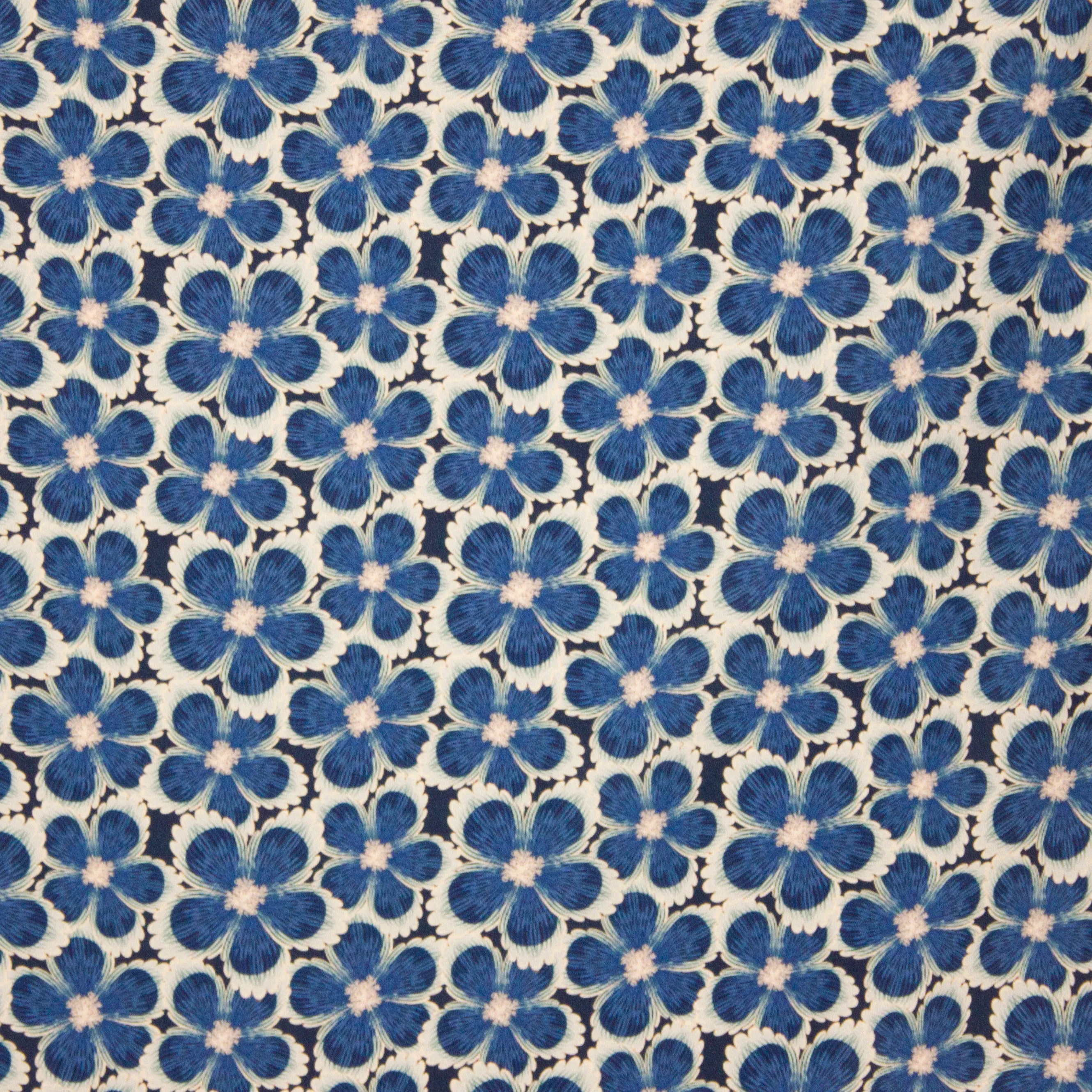 Polyester met blauwe bloemen