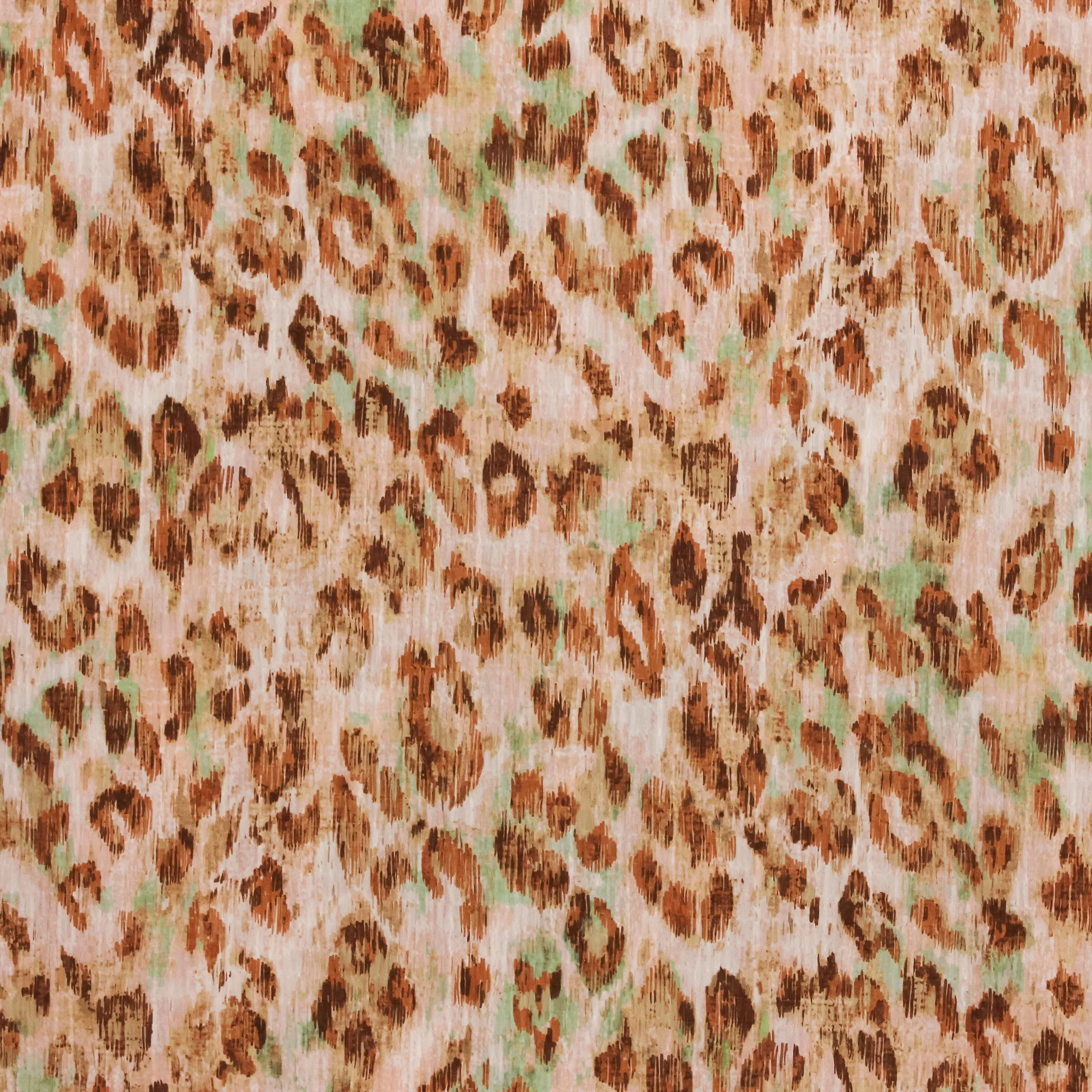 Roze gefripeerde katoen voile met luipaardprint