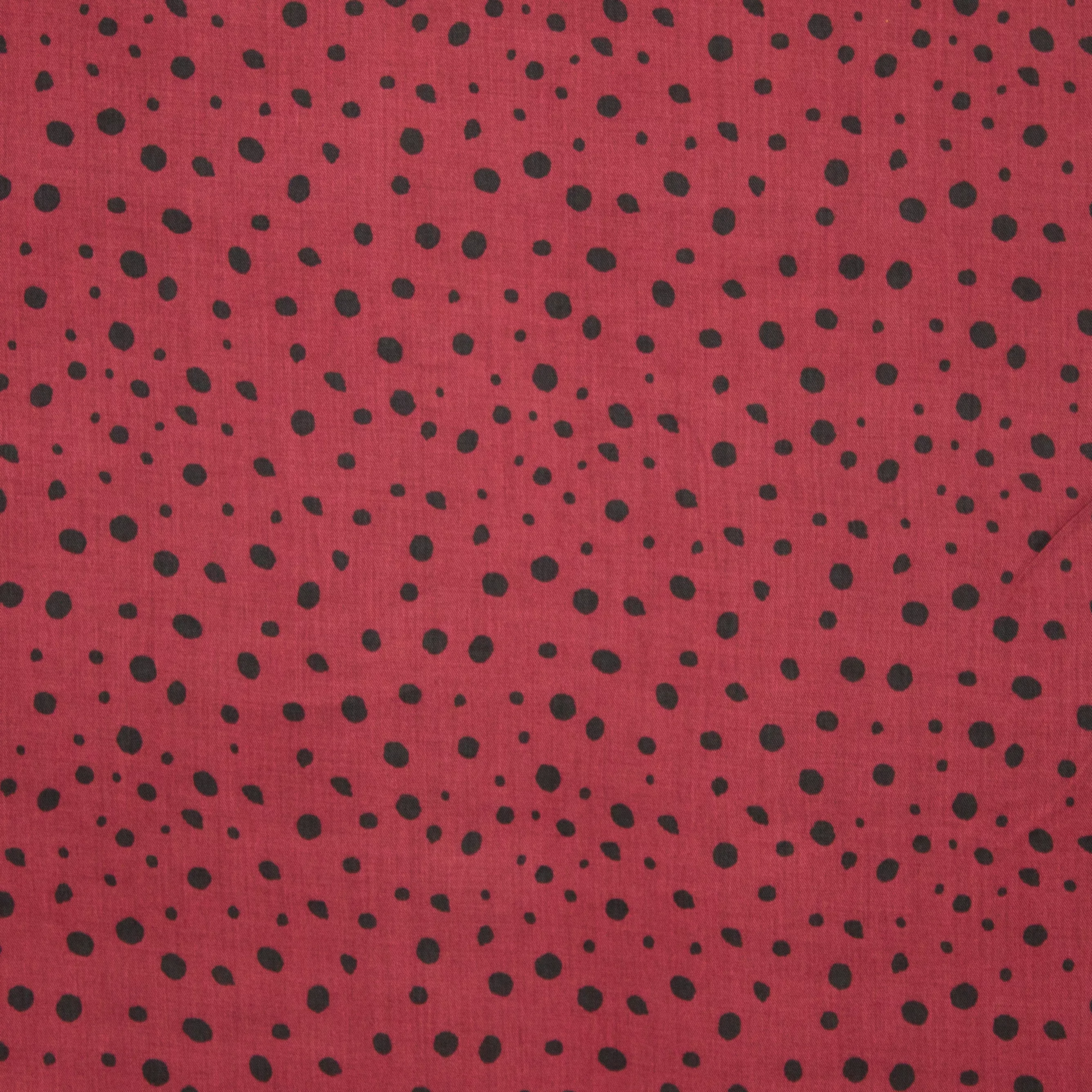 Tencel bordeaux met zwarte stippen