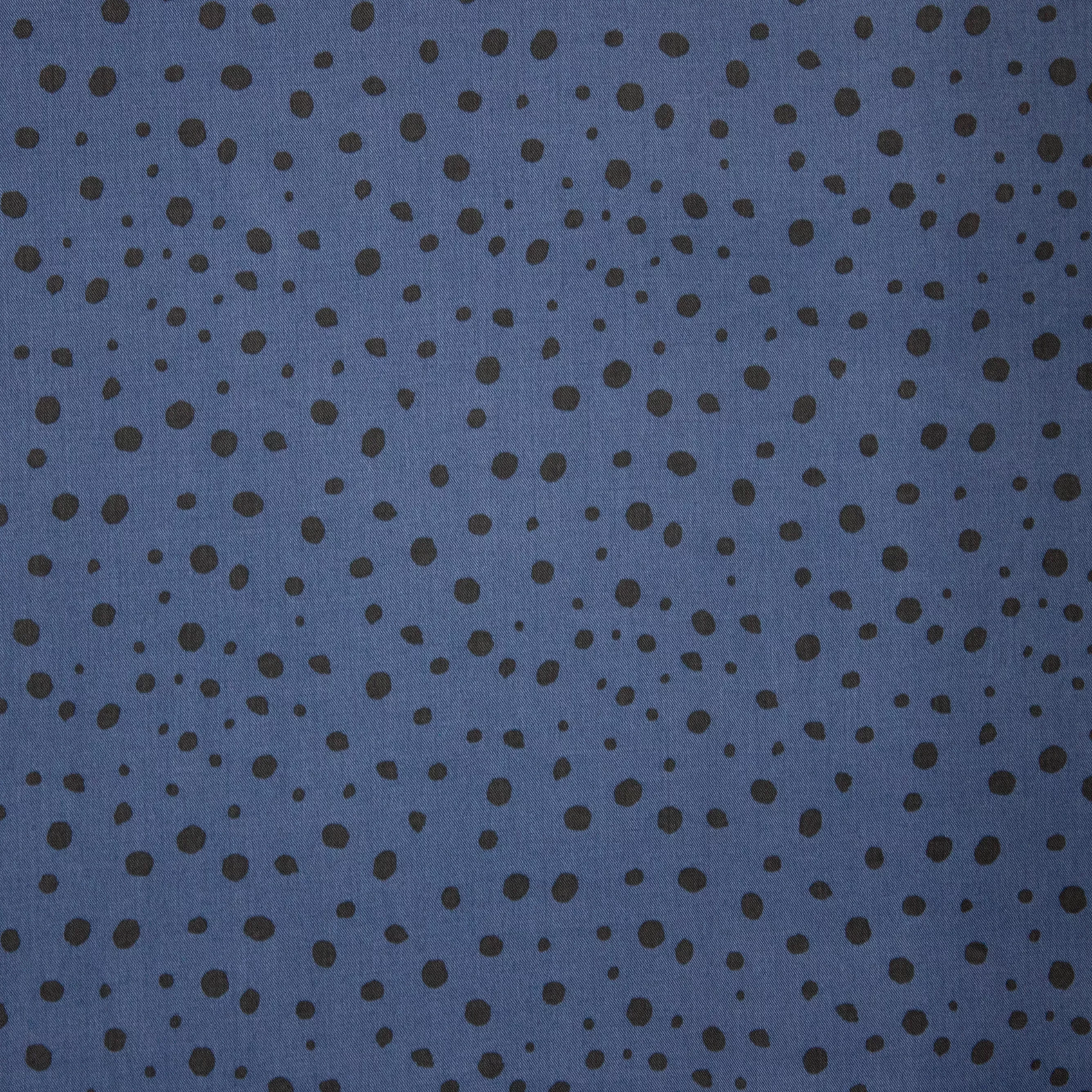 Tencel blauw met zwarte stippen