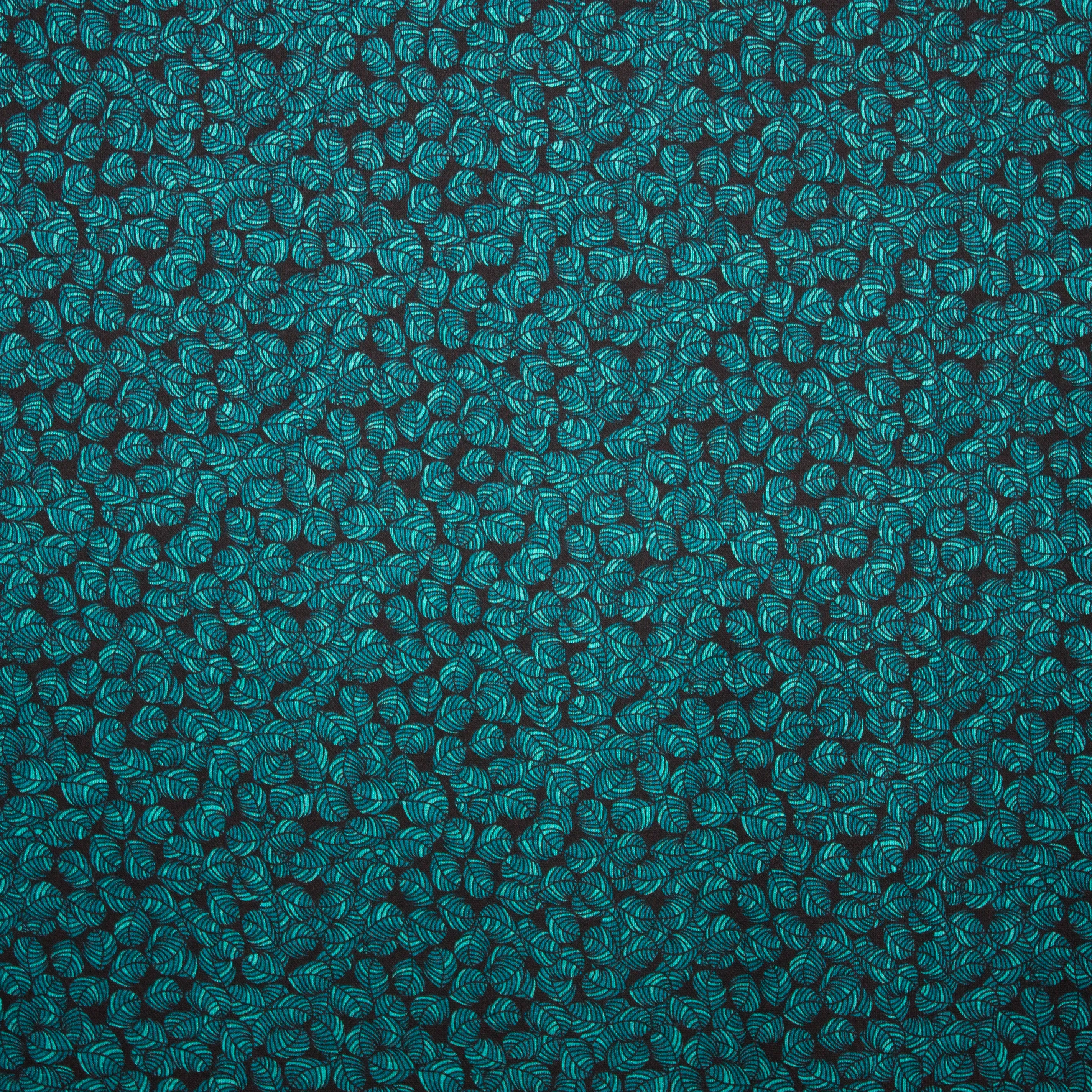 Petrol viscose-polyestertricot met blaadjesmotief van 'My Image'