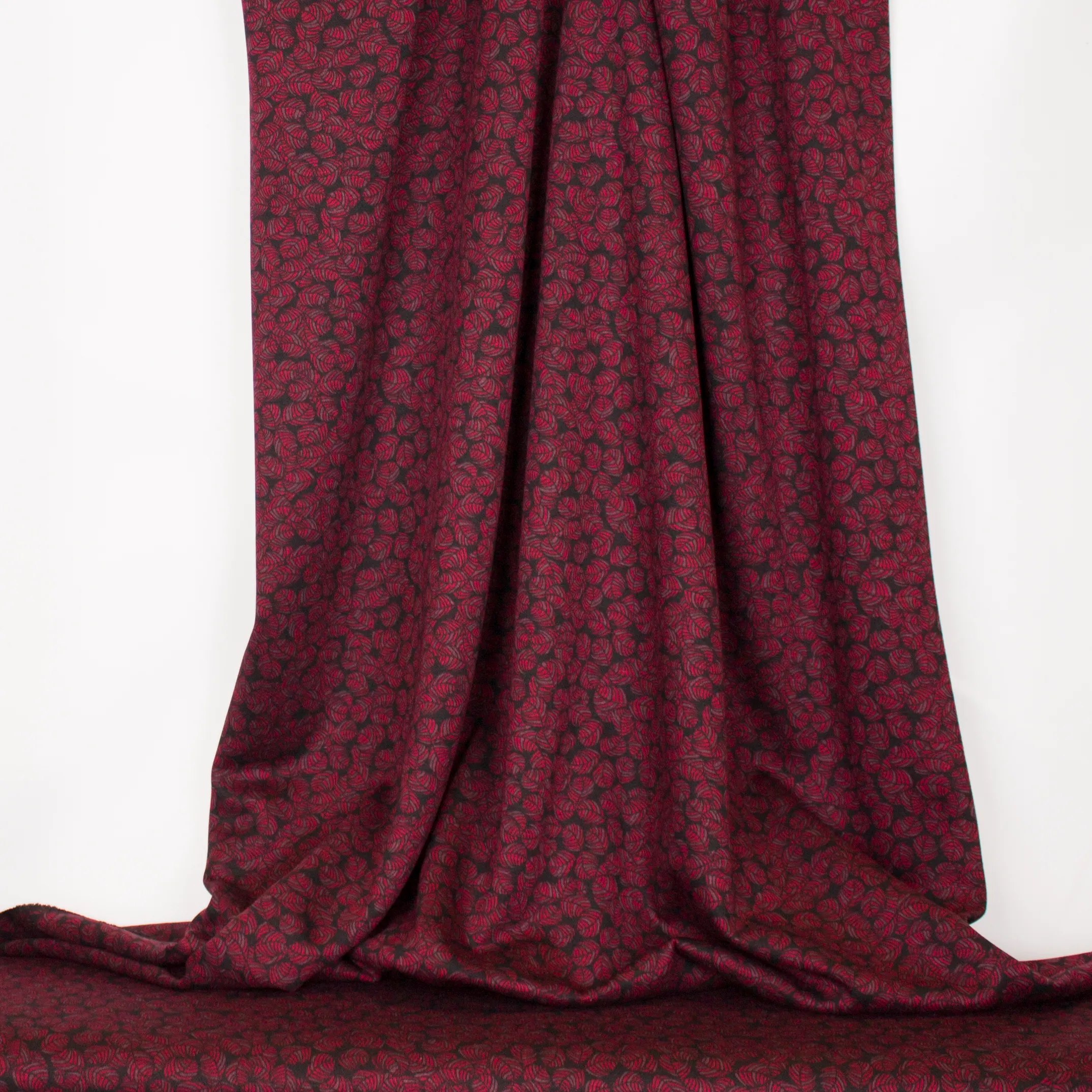 Bordeaux viscose-polyestertricot met blaadjesmotief van 'My Image'