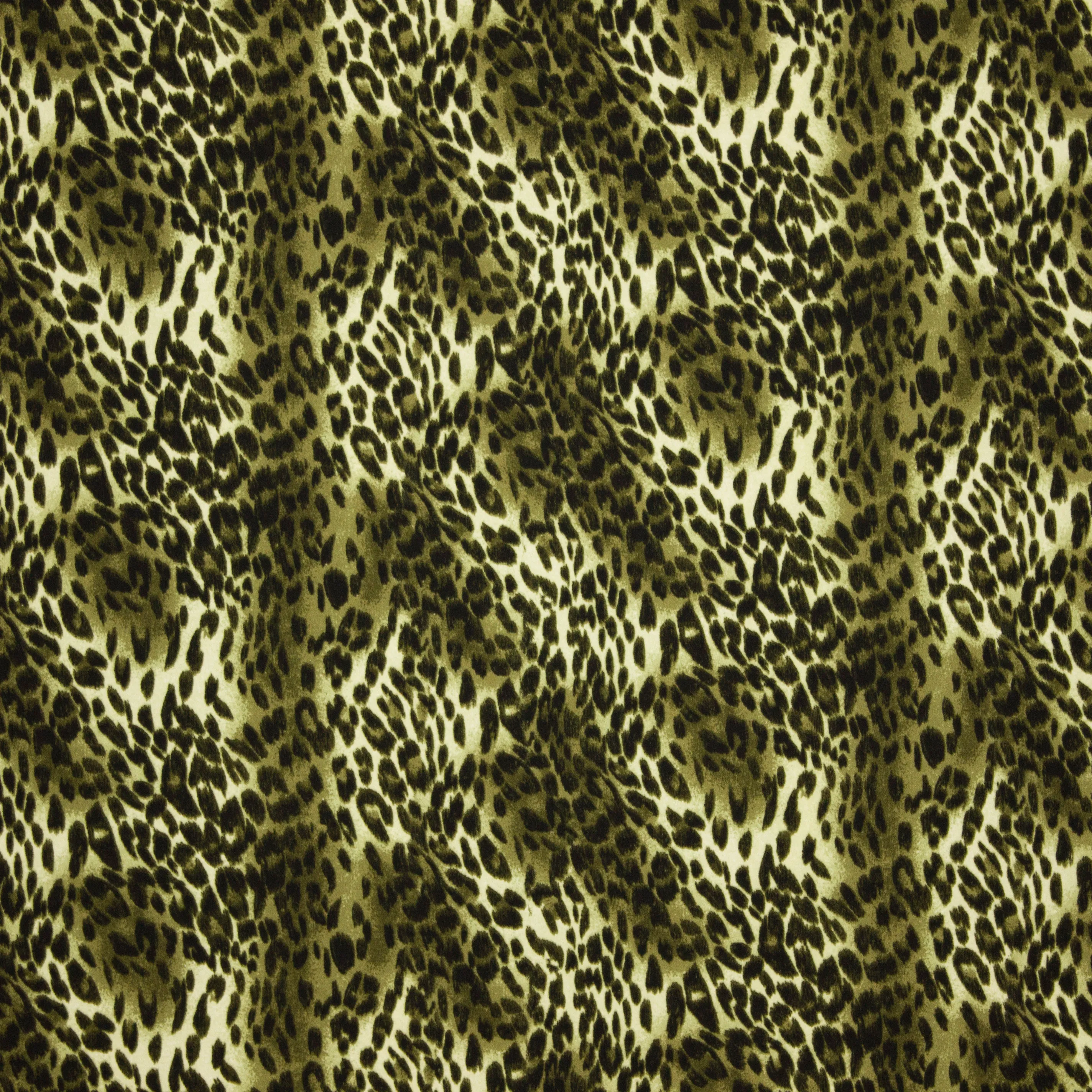 Licht rekbare polyester crêpe met groen pantermotief uit 'B- Trendy'