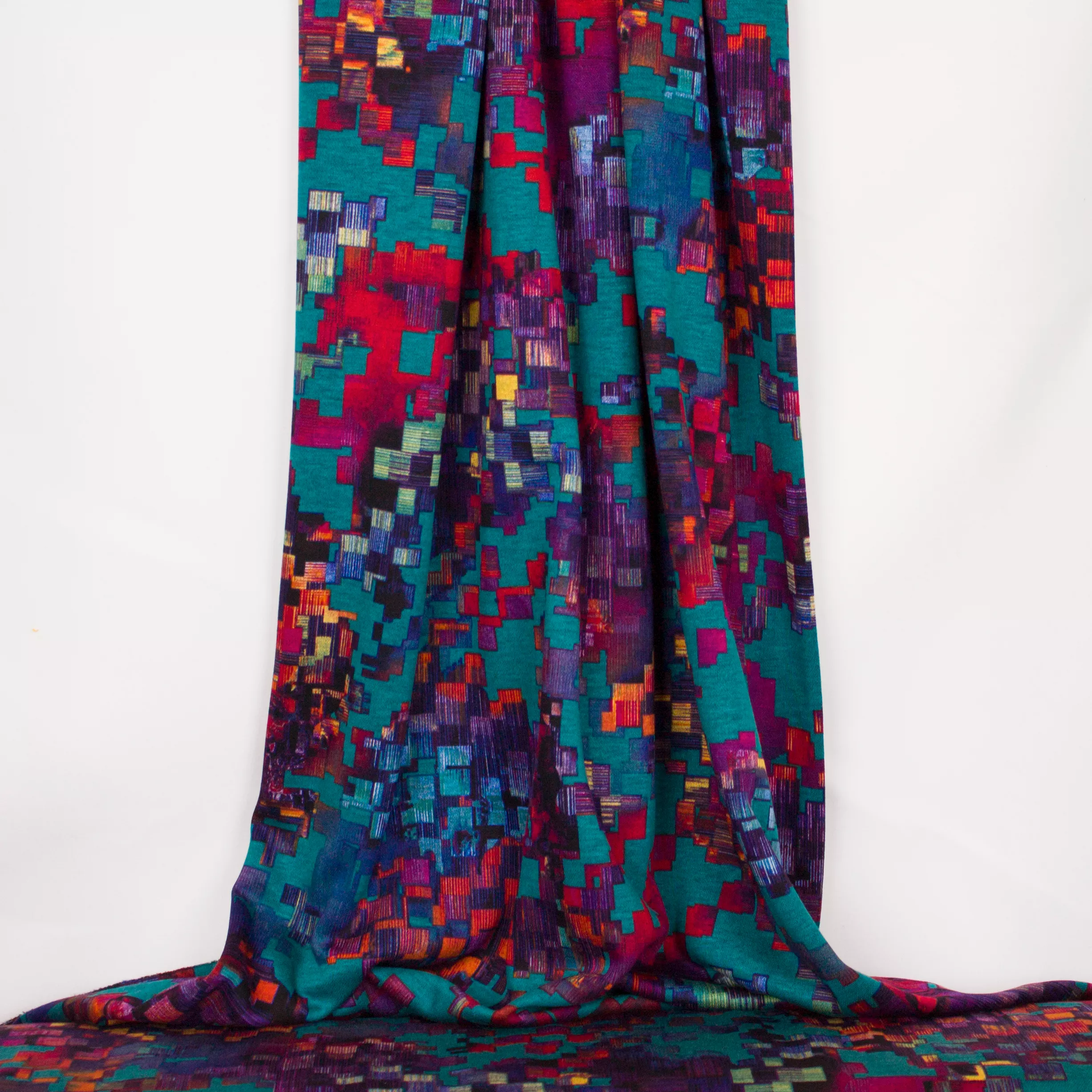 Polyester / viscosemengeling met multicolor abstracte print van Miss Doodle