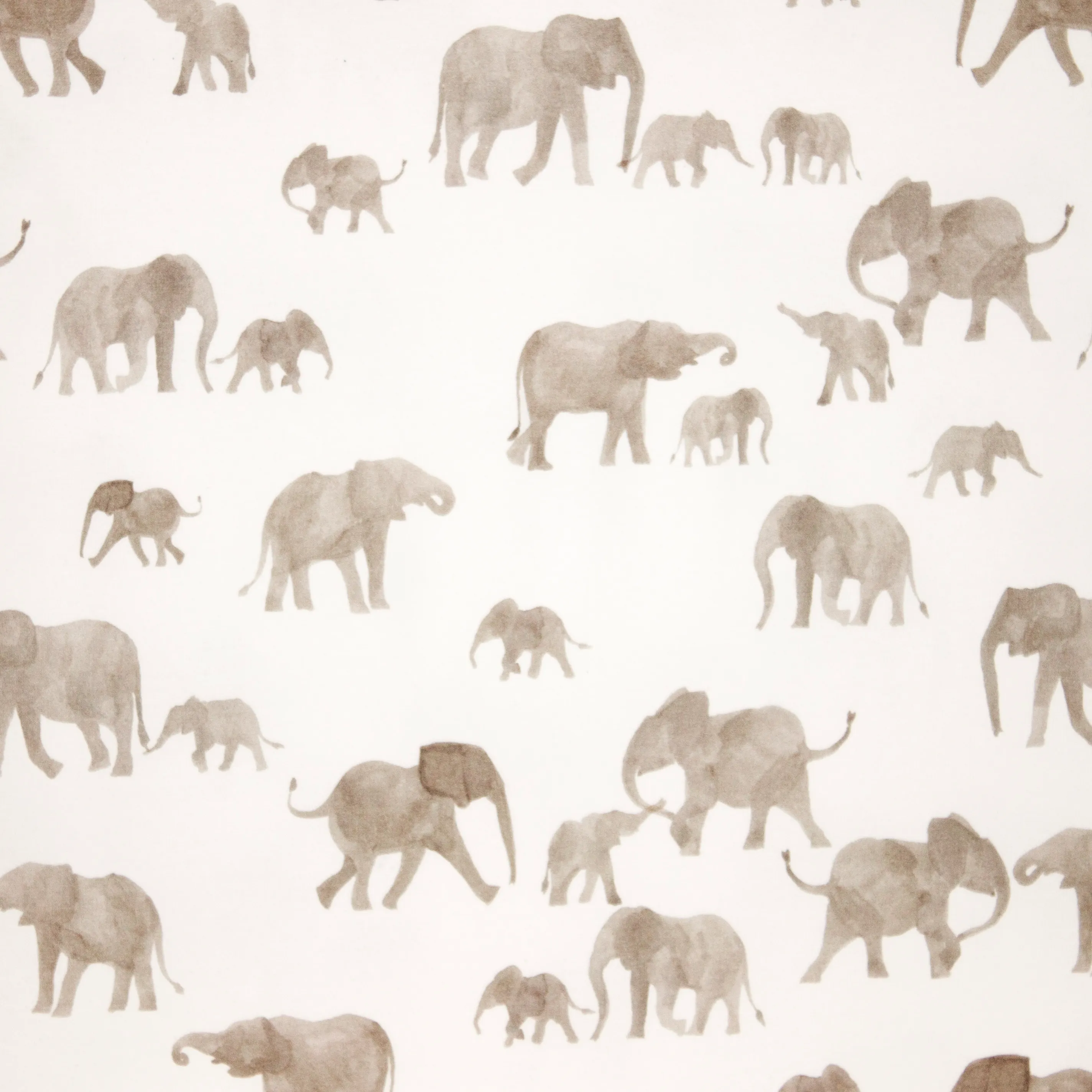 French terry wit met aquarel olifanten - Family Fabrics