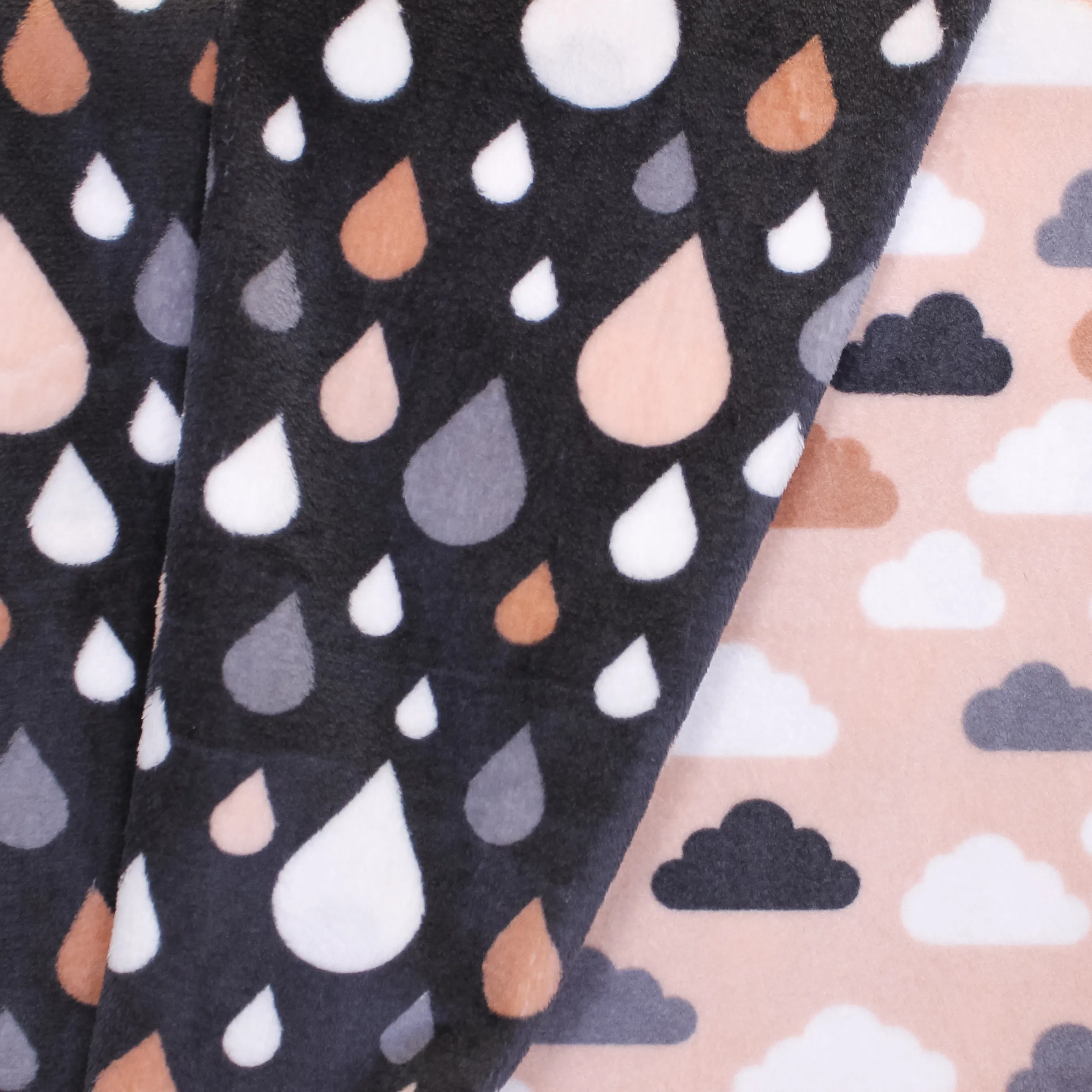 Zeer zachte roze dubbelzijdige cuddle fleece wolken-regendruppels
