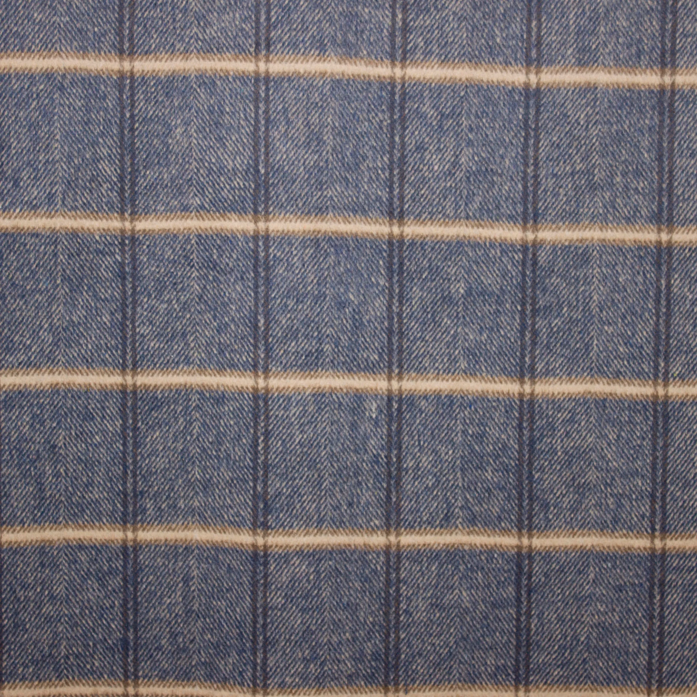 Blauw / beige geruite polyester / acrylmengeling van La Maison Victor