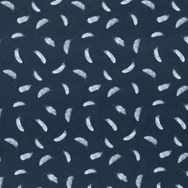 Petrol tricot met blauwe veren
