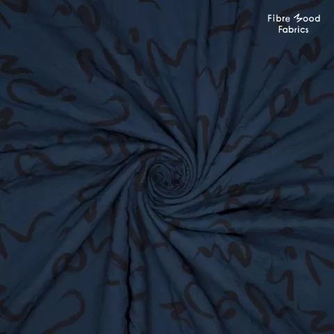 Ecovero viscose blauw met zwarte strepen - Fibre Mood