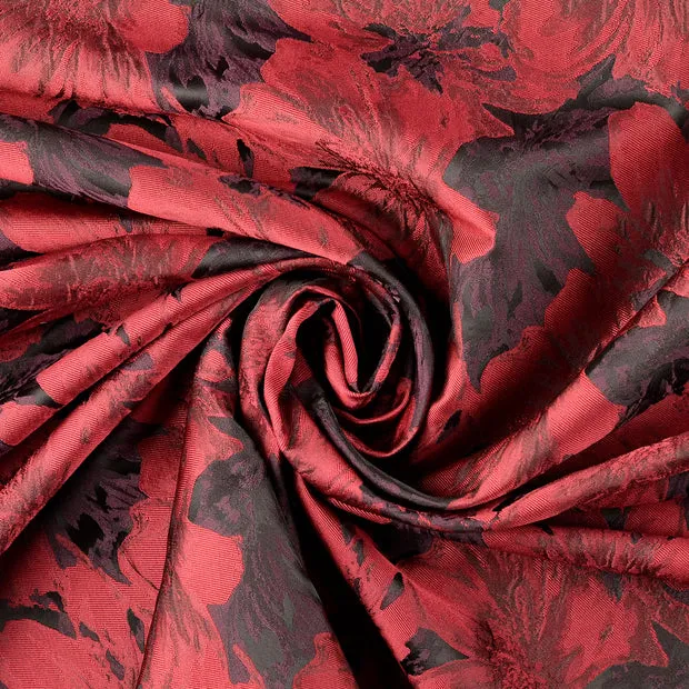 Jacquard bordeaux met bloemen