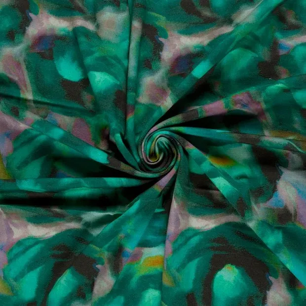 Punta di Roma stof bedrukt Abstract Turquoise