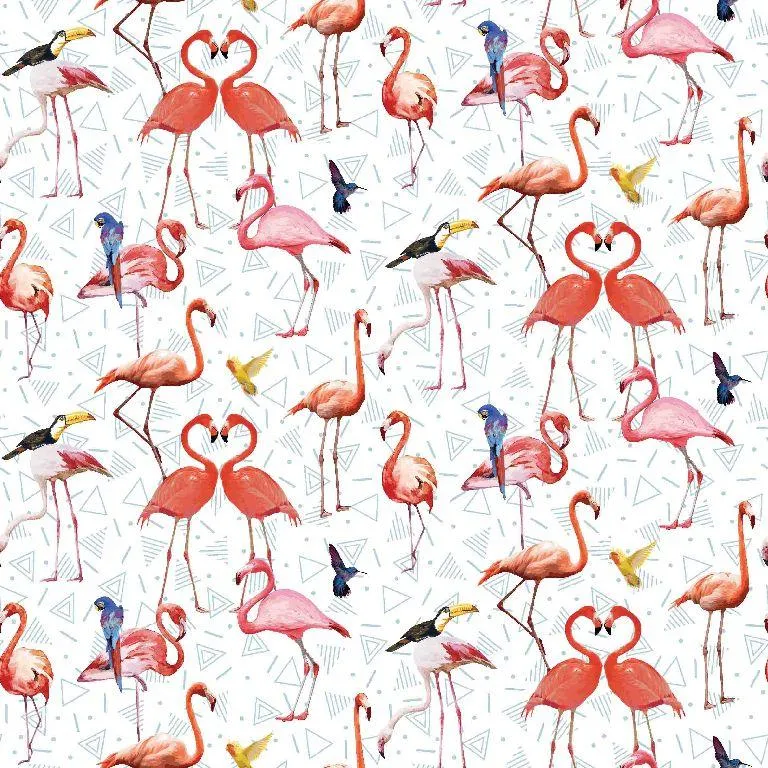 Flamingo Katoen tricot met flamingomotief.